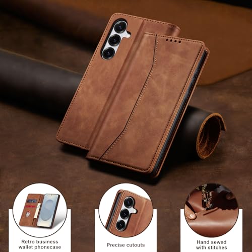 Image of Jasonyu Flip Wallet Case for Samsung Galaxy S25 Plus /S25+,Brown