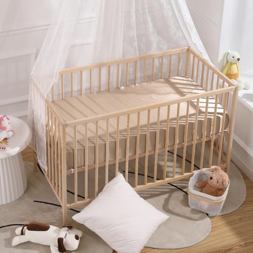 Image of SiinvdaBZX 2 Pcs Satin Crib Sheets for Baby Hair, Rust Orange & Beige | 52 x 28 Inch Silk-Like Soft Fitted Crib Sheets Baby Mattress Sheets for Standard Crib, Toddler Mattress, with 8 Inch Pocket