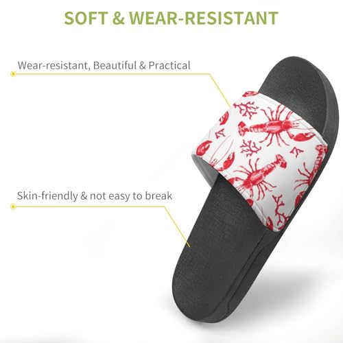 Cartoon Lobster Print PVC Sandals Men's Woman Comfortable Slippers Casual House Lightweight Loafers Quick Drying4