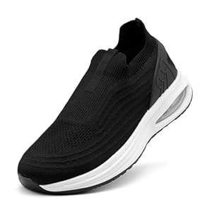 maxvinci Femmes entraîneurs Glisser sur Coussin d'air Dames Chaussures de Course maillée Respirant léger Marche Sneaker Sport Gymnase athlétique Tennis Chaussures de Jogging(Black 267)