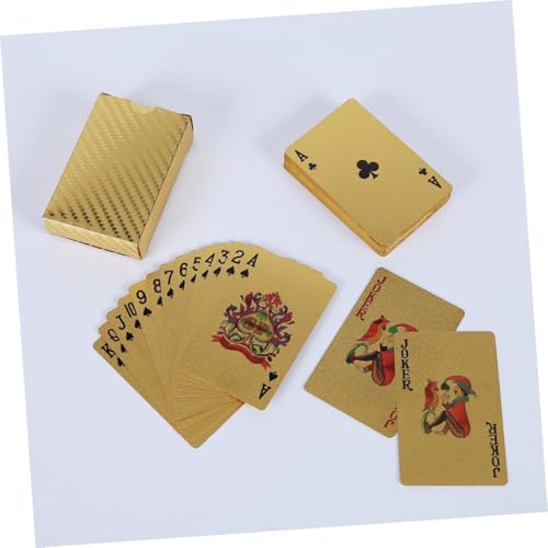 Mikinona wasserdichte Goldfolie Spielkarten Glänzende Pokerkarten Robustes Unterhaltungsspiel für Zuhause Bar Büro Farbiges Kartenspiel mit Auffälligem Design – Bild 7