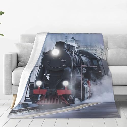 Couverture polaire train à vapeur pour lit et canapé