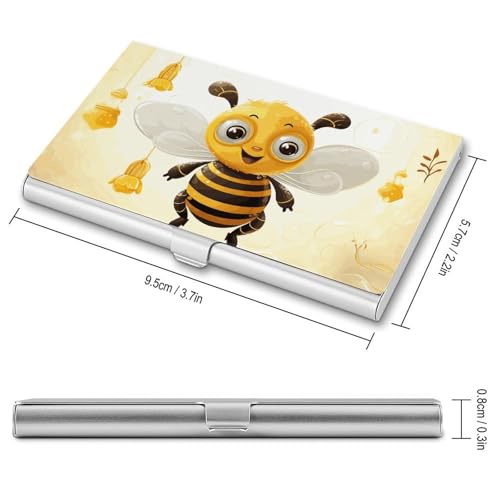 Slim Metal Business Card Holder - Cute Bees Honey Aluminum Alloy Card Case with Buckle Closure, Holds 20 Cards & Cash, Professional Credit Card Size ID Holder for Men Women Gift2