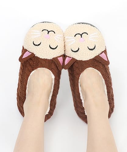 Image of DICUIRD Womens Animal Slipper Socks Non Slip Gripper House Slippers