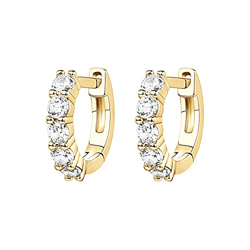 PAVOI 14K Gold Plated Sterling Silver Post Pave Cubic Zirconia Huggie Hoop Earrings for Women3
