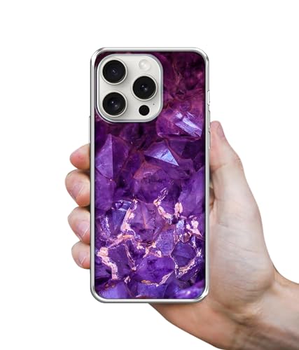 Image of Amazon Brand- Solimo Purpal Stone Printed Silicon Soft TPU Back Case Cover Compatible for Apple iPhone 15 Pro Max