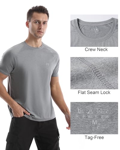 isnowood UPF 50+ Swim Shirts for Men, Sun Protection Short Sleeve Rash Guard Mens Quick Dry Surf Athletic Beach Shirt4