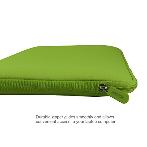 Image of Arvok 11 11.6 12 Inch Laptop Sleeve Case for MacBook Air 12, Water-Resistant Neoprene Notebook Computer Tablet Sleeve, Carrying Bag Cover for Chromebook /HP /Dell /Lenovo /Asus /Acer, Bamboo Green