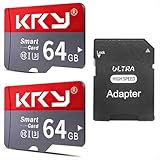 2Pack TF Card 64GB Memory Card with Adapter, High Speed TF Card 64GB, Class 10, U3, for Android Phones Tablets Camera Smartphone