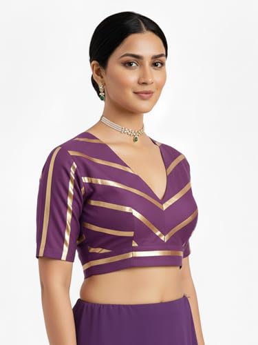 Image of Thevasa Women's Everyday Divine Depth V Neck Half Sleeves Blouse