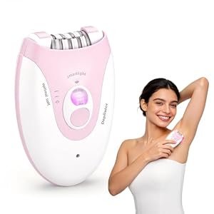 Epilator for Women, 2 Speeds Rechargeable Ladies Hair Removal Devices with Massage Pad & LED Light, Portable Hair Removal Device, Smooth Glide Epilator for Face, Arms, Legs, Armpit, Bikini