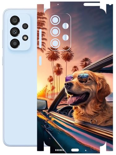 Image of AtOdds - Full Body Back Screen Guard Protector Film - Lamination Wrap Skin Sticker Compatible with Samsung Galaxy A33 (5G) | Scratchproof Matte Finish (Happy Doggo)