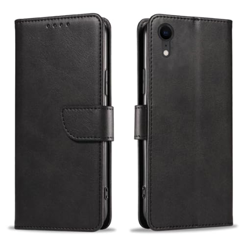 Meliya - Meliya Coque pour iPhone XR, Housse Premium en Cuir PU, Étui à Rabat avec Boucle, Coque de Portefeuille, Fermeture Magnétique, Étui avec Support pour iPhone XR (Noir)