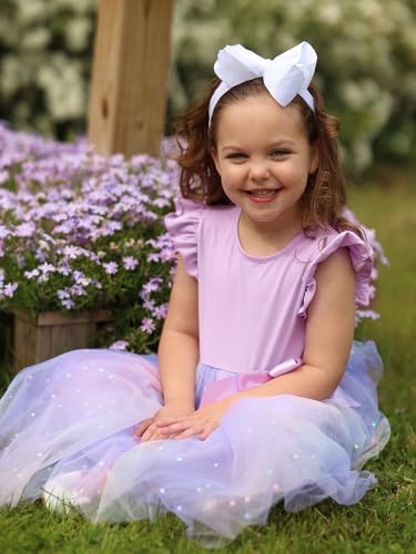 Miipat Toddler Girls Tulle Dress Flutter Sleeve Princess Party Dress Little Kids Fluffy Tutu Sundress3