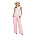 LOVER BRAND FASHION Women's High - Waisted Super Stretch Faux Leather Wide - Leg Pants Multiple Colors for Trendy Looks (US, Alpha, Medium, Regular, Regular, Light Pink)