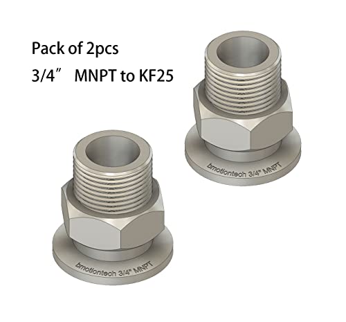 Image of bmotiontech 3 /4 inch MNPT Male NPT to KF25 NW25 Flange Fitting adapter (ISO-KF KF25 QF25 NW25) (3 /4 inch MNPT KF25 x 2PCs)