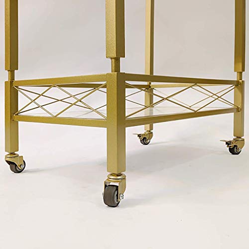 Kxa 2-Tier Wrought Iron Wine Water Rack Service Trolley Home Hotel Restaurant Wine Multifunctional Storage Trolley (Gold, 89 * 82 * 38Cm) #TOP7