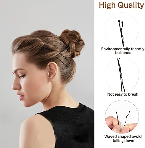 150 Pieces Bobby Pins, Hair Clips Hair Grips Kirby Grips for Women Hair Styling Pins with Storage Box(Black)