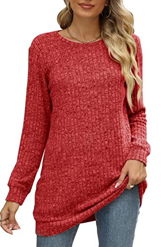 Image of Sweaters for Women Long Sleeve Crewneck Sweatshirt Loose Casual Tunic Tops