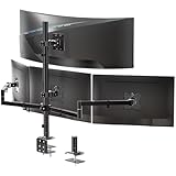 WALI Quad Monitor Mount for up to 49 inch Ultrawides on Top Bracket and 27 inch Screens on Lower Brackets, Extra Tall 4 Monitor Stand, Heavy Duty Monitors Arm up to 44 lbs (M004S-P), Black