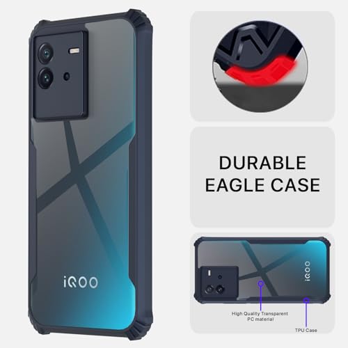 Image of Pikkme Back Cover for IQOO Neo 6 5G | Ultra Hyrbid | Full Camera Protection | Raised Edge | Crystal Clear Transparent Bumper Case (Blue)