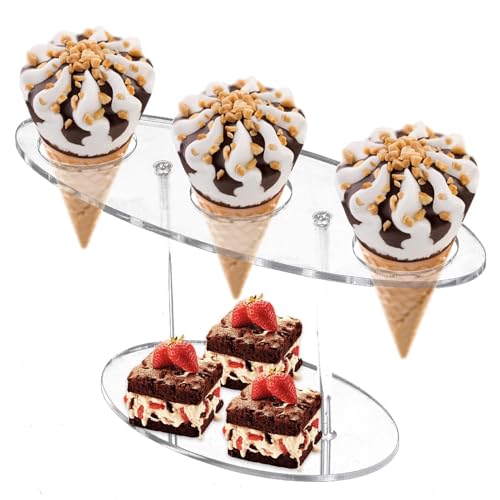 Eiskegelhalter aus Edelstahl, 19 x 12 x 9,5 cm, 4 Löcher, rutschfester Boden, leicht zu reinigen, rostbeständig, vielseitig verwendbar, ideal für Zuhause, Cafés, Partys