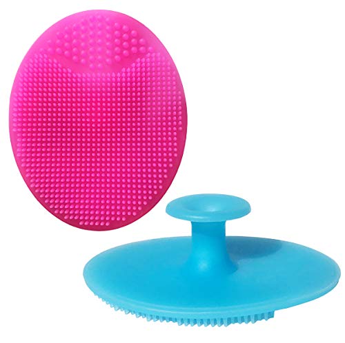 Silikon Baby-Badebürste, Baby-Kopfhaut-Massagebürste, Babybettbürste, Baby-Shampoo-Bürste,manuelle Gesichtsreinigungsbürste für Erwachsene,Peeling-Bürste,ultraweich Silikonpinsel(groß-2 Stk) Cover