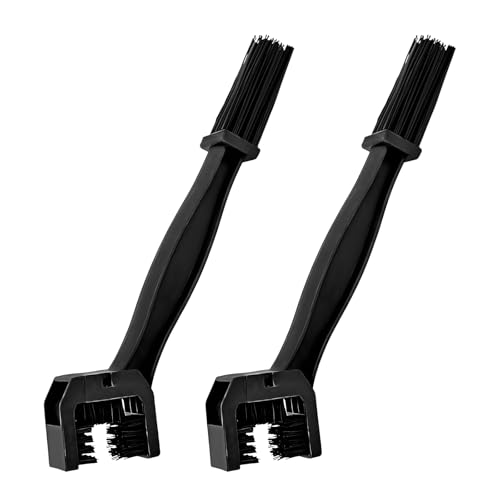 Sun Walker 2 PCS Motorcycle Chain Brush, Double-Ended Motorbike Cleaning Tool with Three-Sided Bristles, Plastic Chain Scrubber Dirt Removal Tool for Motorcycle Bicycle Mountain Bike (Black)