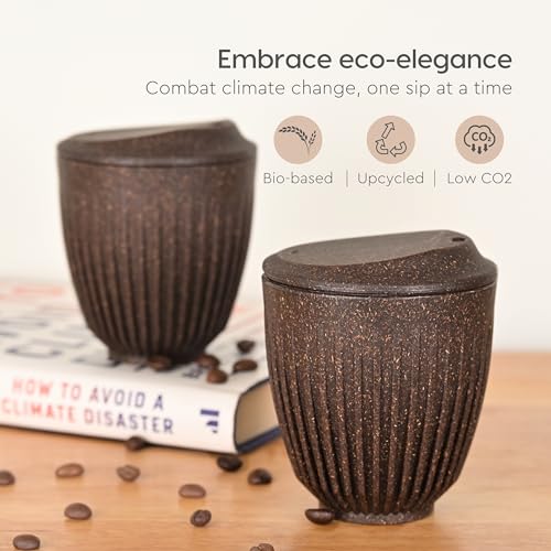 Image of Eha Earth Friendly Retro Coffee Mug with Lid | Tea Cup Set | 250 ml | Made with Rice Husk | Microwave Safe Mugs for Gifting | 1 Unit | Coffee