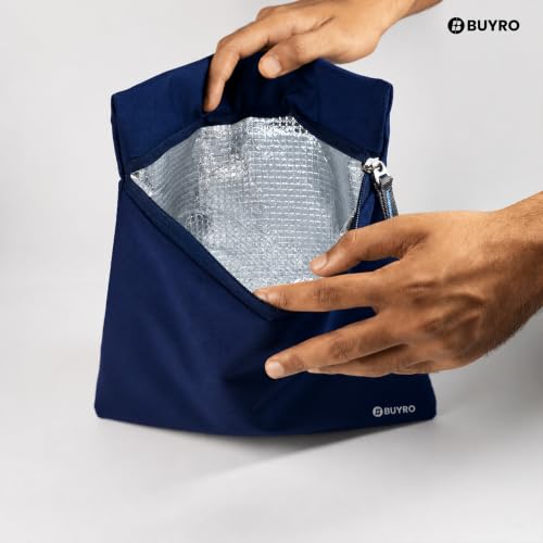 Image of Thermal Insulated Lunch Bag (2L, 4 Kg Capacity) for Kids, Men & Women | Aluminium Foil Inner Lining, Leakproof Tiffin Carry Bag | for Office & School | Lunch Pouch (Dark Blue)
