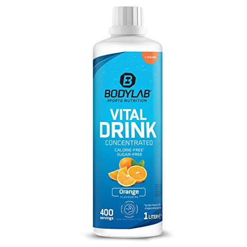 Bodylab24 Vital Drink Concentrated Naranja 1000ml, bebida concentrada sin azúcar, jarabe zero, con vitaminas y l-carnitina, bebida deportiva con pocas calorías