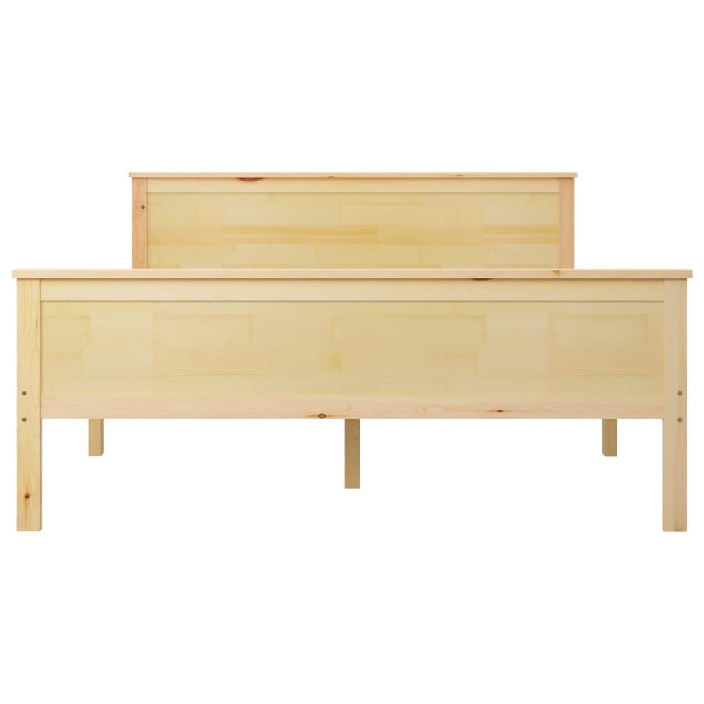 Marco de cama de madera maciza para dormitorio, 120 x 200 cm, madera de pino natural, plataforma estable con cabecero para adultos, jóvenes, muebles robustos sin colchón