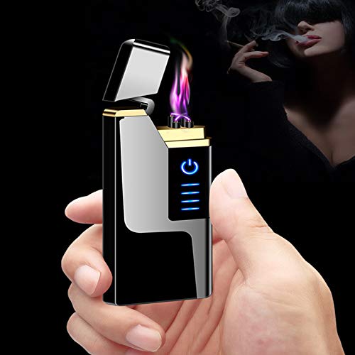 Electric Lighter LED Battery Indicator Safety Switch USB Rechargeable Lighter Windproof Lighter for Camping Fire Starter Hunting Backpacking Hiking - Image 3