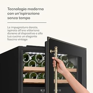 Klarstein Vinsider Victoria 36 - Cantinetta per Vini, 36 Bottiglie, Doppia Temperatura 5-22°C, Touch Control, LED, Silenziosa: 41 dB, Protezione UV, Da Incasso, Nero