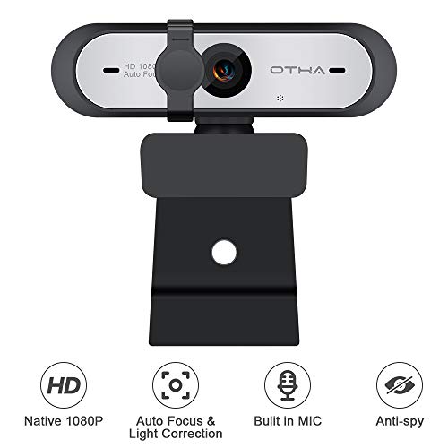 OTHA Webcam HD 1080P avec Mise au Point Automatique,Caméra d'ordinateur Caméra Web USB rotative à 360°avec Webcam à réduction de Bruit stéréo avec Microphone pour PC de Bureau