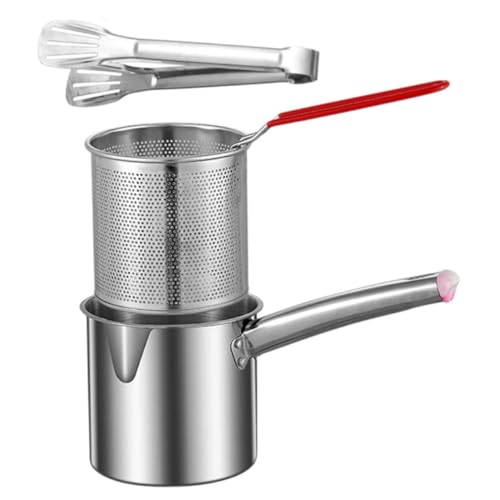 Sosoport 1Juego Freidora Portátil Inoxidable Freír Hervir y Evitar Salpicaduras Cocina Casa