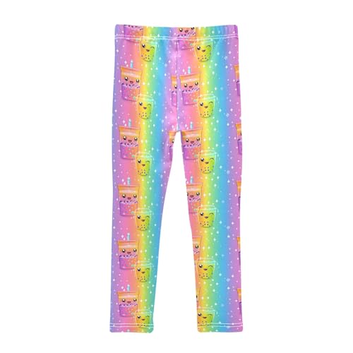 senya Girls Printed Leggings Yoga Pants Bubble Tea Pattern Pattern for Kids in 4t to 10 Years, 4T2