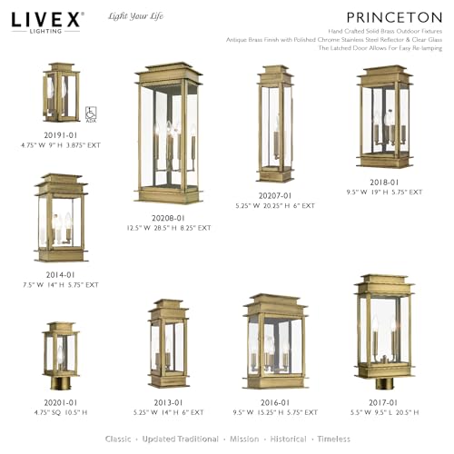 Image of Livex Lighting 20207-01 1-Light Outdoor Wall Lantern, Antique Brass | Transitional design