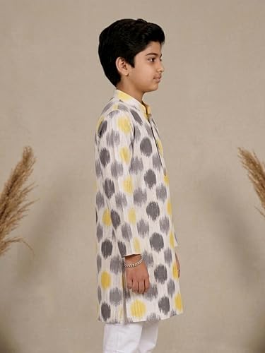 Image of KiddoPanti Boys 100% Cotton Ethnic Motif Printed Short Length Kurta