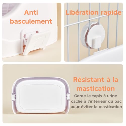Bac à litière lapin d'angle pour une cage propre et sans odeur - 7