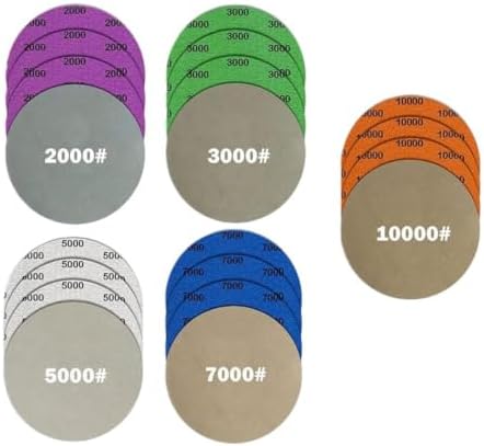 5 Inch 20Pcs Wet Dry Sandpaper: 2000/3000/5000/7000/10000 Grit Silicon Carbide Hook and Loop Sanding Discs for Random Orbital Sander Automotive Wood Glass Metal Polishing & Sanding