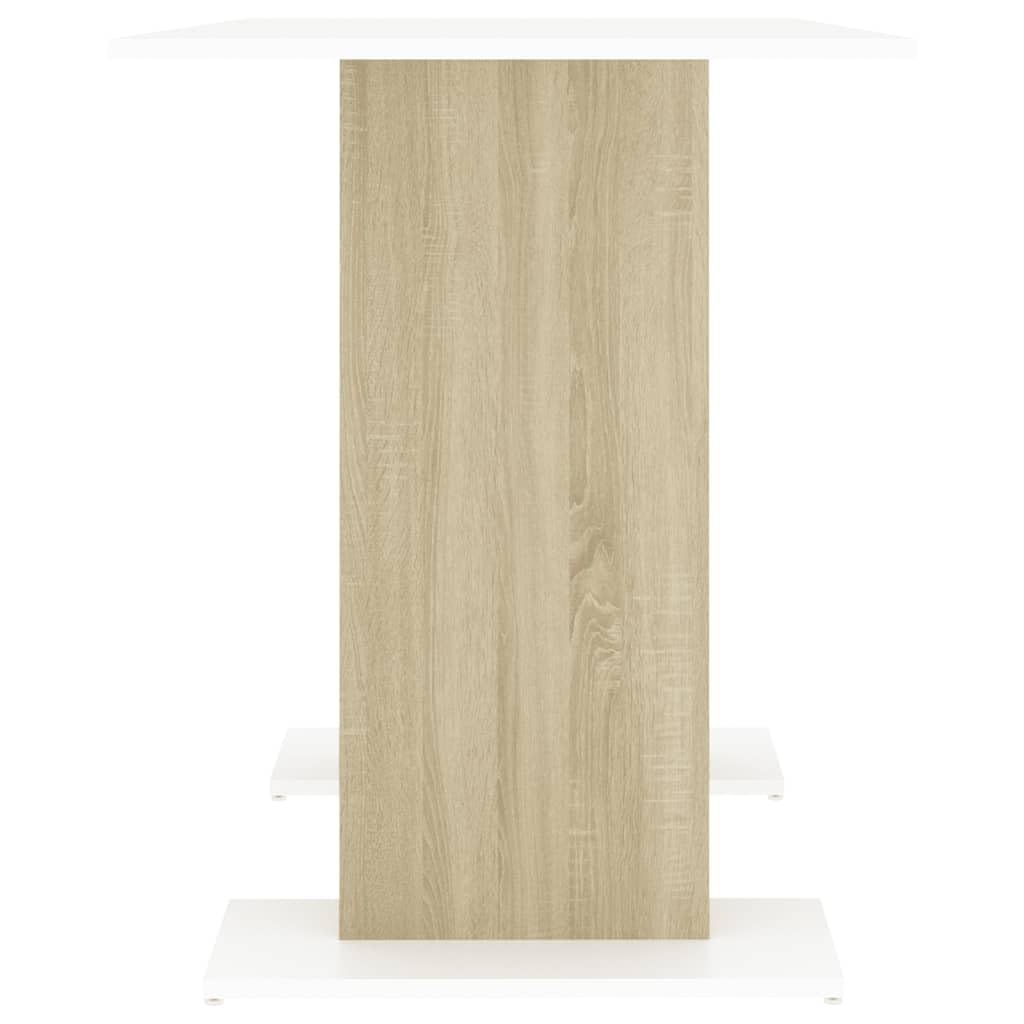 Table de conférence, table de bar, table de balcon, table à manger, blanc et chêne sonoma, 110 x 60 x 75 cm, matériau en bois, facile à monter