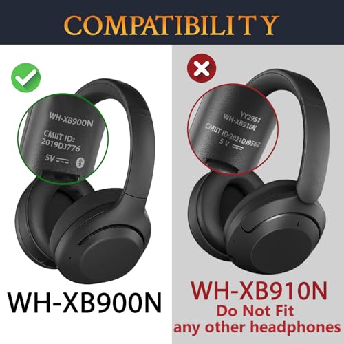 SOULWIT almohadillas de piel de cordero para auriculares Sony WH-XB900N/WH-CH710N/WH-CH720N/WH-RF400/MDR-RF895RK, cojines con espuma de alta densidad - Negro miniatura 3