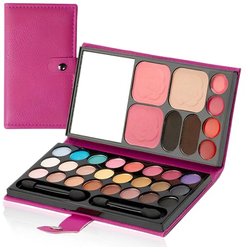 Chstarina Maquillaje para Niñas, 33 Colores, Juego de Maquillaje Lavable, No Tóxico, Maquillaje con Pinceles y Espejo, Estuche Maquillaje para Niña de 3-14 Años, Fiesta, Carnaval