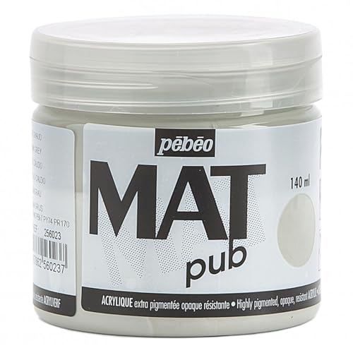 Pébéo - Mat Pub – Peinture Acrylique Extra Fine et Extra Mate - Gris chaud -140ml 256023