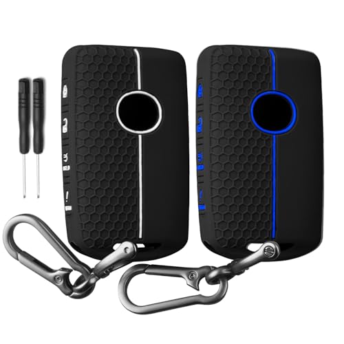 Image of QBUC 2PCS for Mazda Silicone Rubber Key Fob Cover with Keychain (4 Buttons)
