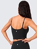 CRZ YOGA Butterlift Women's Scoop Neck Longline Sports Bra - U Back Adjustable Straps Workout Yoga Crop Top with Built in Bra Black 8 - Image 2