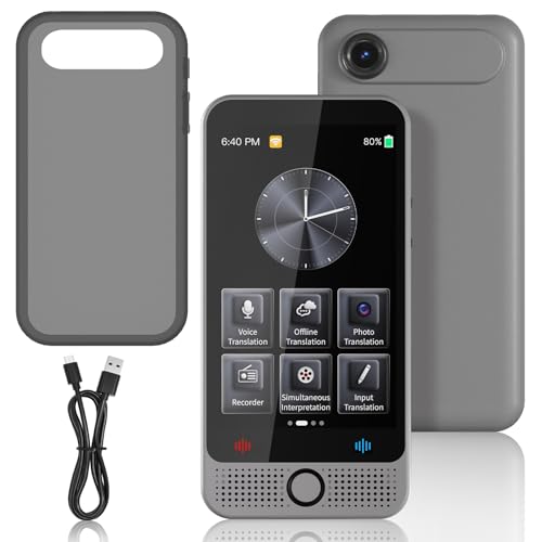 QDOJC Ki Übersetzer, 19 Sprachen Sprachübersetzer Ohne Internet, 142 Sprachen Echtzeit Übersetzer Translator mit Sprachausgabe, Übersetzungsgerät mit Fotoübersetzung, 2000 mAh Akku (Offline Deutsch)