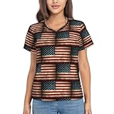 Composition du matériau : fabriqués à partir de 95 % de polyester et 5 % d'élasthanne, ces t-shirts à imprimé drapeau américain offrent un tissu doux, extensible et respirant qui assure un confort tout au long de la journée