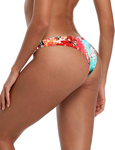 Relleciga Women's Blue Floral Cheeky Brazilian Cut Bikini Bottom Size X-Large #TOP1